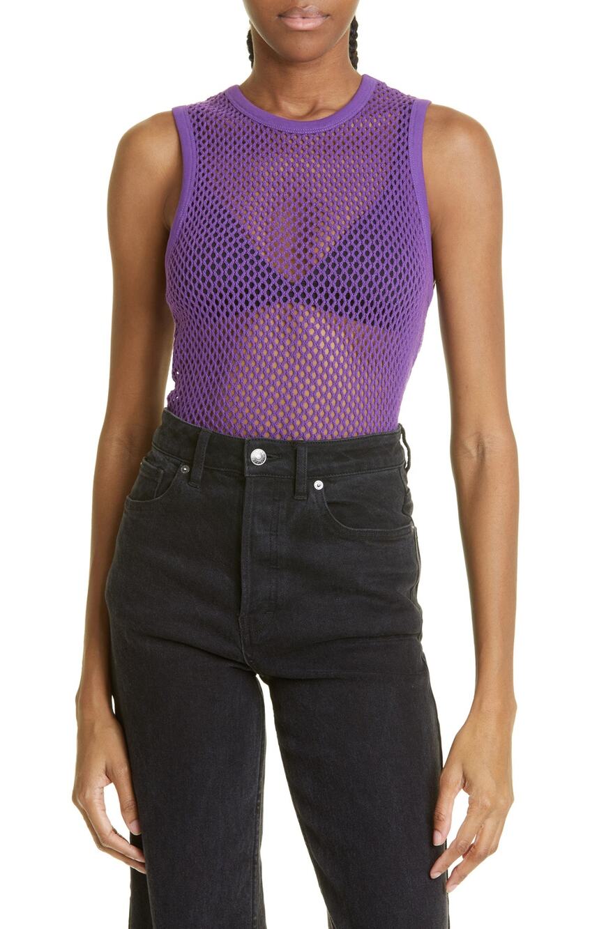 Ulla Johnson Open Knit Purple Abi Tank Top Size M